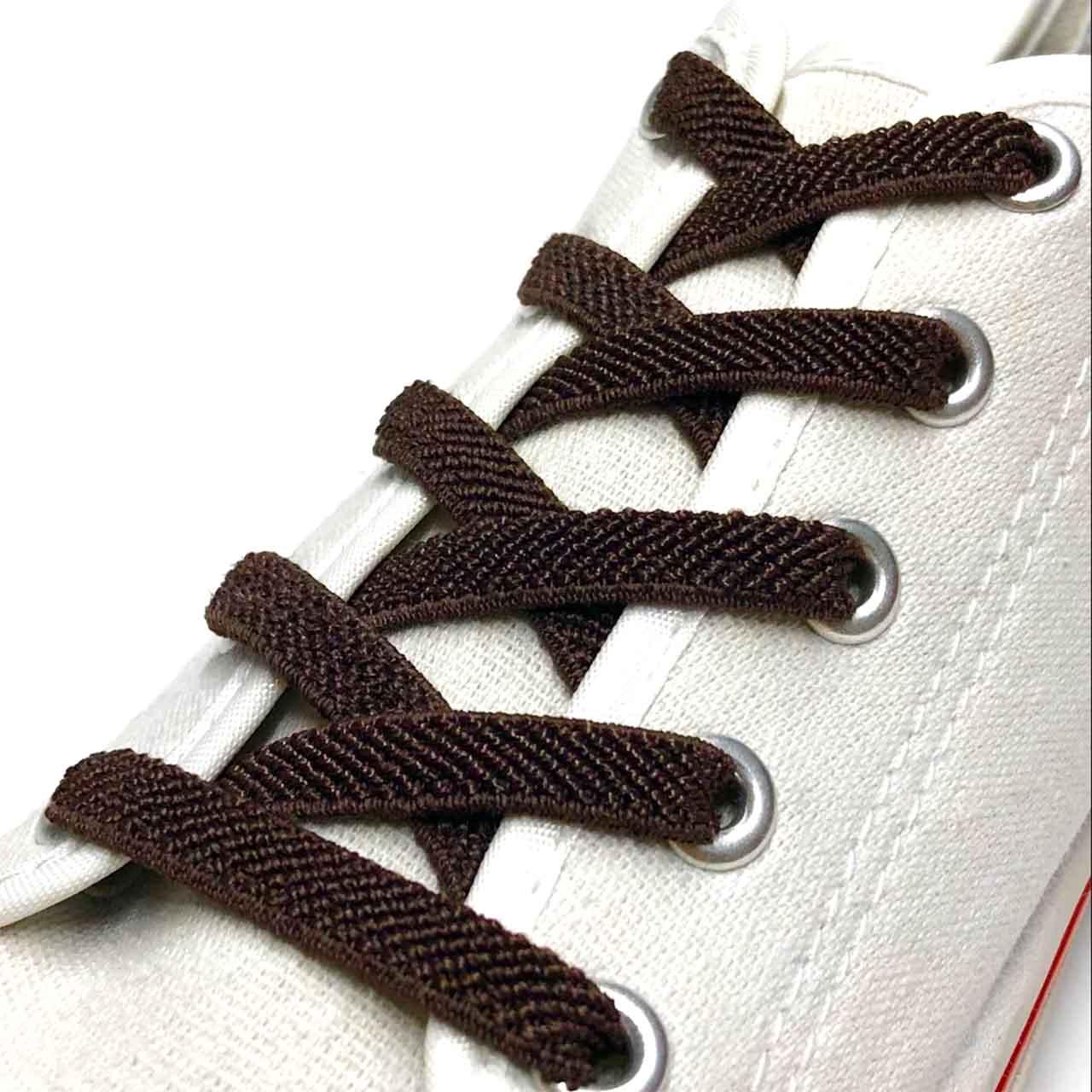 Шнурки резиновые для обуви (70см) плоские, цвет темно-коричневый, ширина 7мм. - фото 1 - id-p2007116232