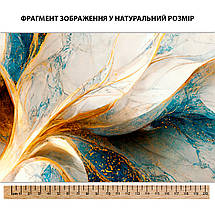 Наклейка на кухонний фартух 60 х 200 см, з фотодруком та захисною ламінацією Мармур білий із золотом та бірюзою, фото 5