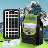 Портативная и компактная солнечная автономная система Solar GDPlus GD-8071 + FM радио + Bluetooth / Power Bank