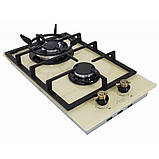 Варильна поверхня газова бежева дві конфорки, Турбогіречка, Газ-контроль, Німеччина — Luxor PGM BG1, фото 4