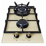 Варильна поверхня газова бежева дві конфорки, Турбогіречка, Газ-контроль, Німеччина — Luxor PGM BG1, фото 7