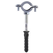 Хомут у зборі CR 1/2" (20-23 мм) з гвинтом-шурупом 8*80 і дюбелем у уп., сірий