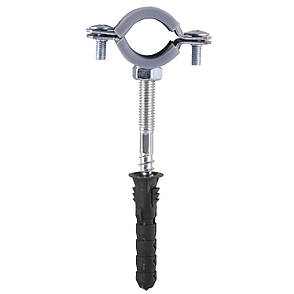 Хомут у зборі CR 1/2" (20-23 мм) з гвинтом-шурупом 8*80 і дюбелем у уп., сірий, фото 1