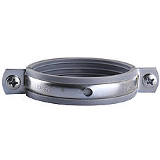 Хомут у зборі CR 2 1/2" (70-80 мм) з гвинтом-шурупом 8*100 і дюбелем у уп., сірий, фото 5