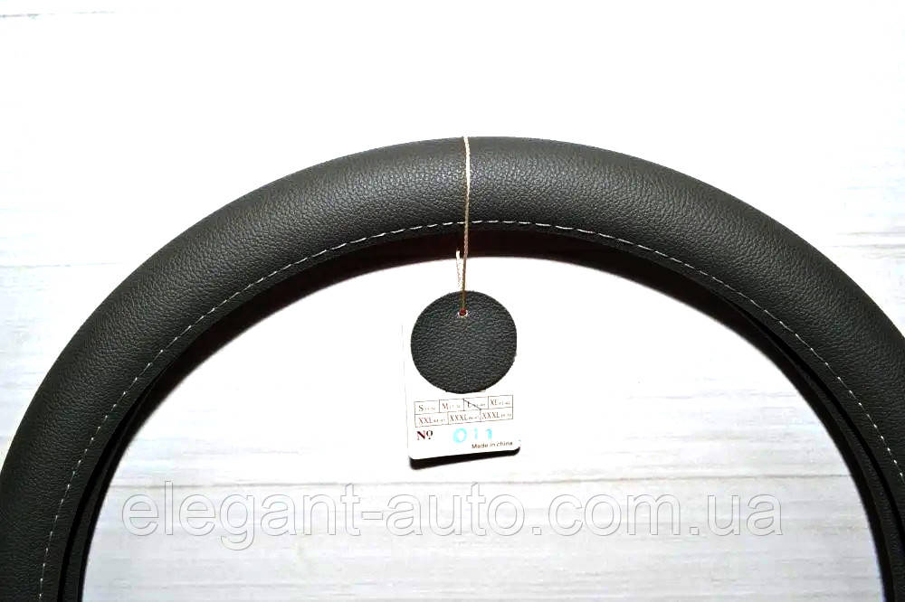 Чохол на кермо шкіра "XL" (42см) чорний Autogen CK 011BK об'ємна/перф/ 1шов/біла основа (25шт)