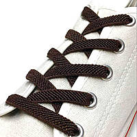 Шнурки резиновые для обуви (100см) плоские, цвет темно-коричневый, ширина 7мм.