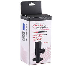 Кран кульовий угловой Professional 1/2″X1/2″ NV-QP888 BLACK, фото 3