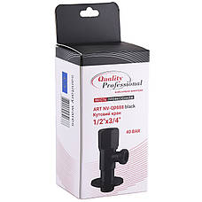 Кран кульовий угловой Professional 1/2″X3/4″ NV-QP888 BLACK, фото 5