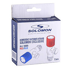 Комплект кранів кутових кераміка SOLOMON EXCLUSIVE 1/2″X1/2″ 9889 RED/BLUE (комплект2шт.), фото 5
