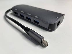 Адаптер 8в1 Привіт USB Type-C до HDMI, 3xUSB3.0, LAN, TF, SD, PD