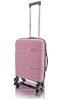 Дорожный чемодан ручная кладь S пластиковый полипропиленовый Voyage super me на 4-х колесах розовый