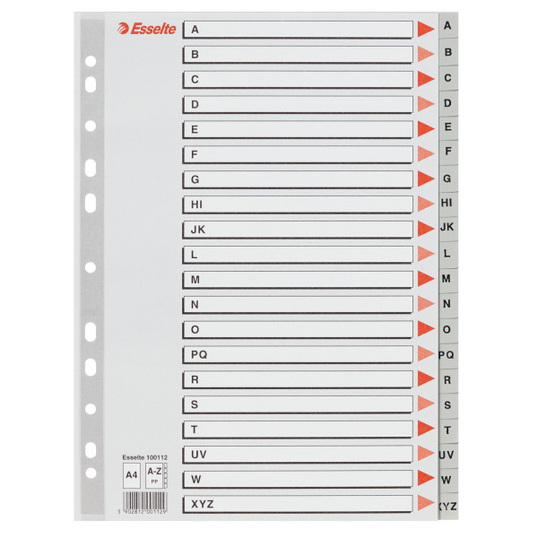 Роздільники A4 Esselte пластикові з ПП алфавітні A-Z 100112