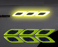 Наклейка відбивач катафот 2шт люмінесцентна на крило автомобіля Жовта "Квадрати"