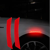 Наклейка відбивач катафот 2шт люмінесцентна на крило автомобіля Червона "Полоса"