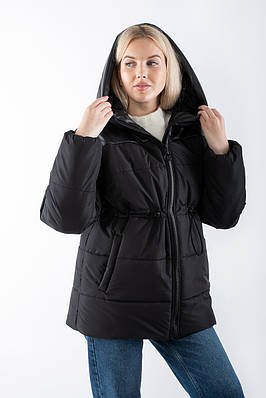 Куртка жіноча зимова з плащівки з куліскою чорна 21338 XS (2000000119977)