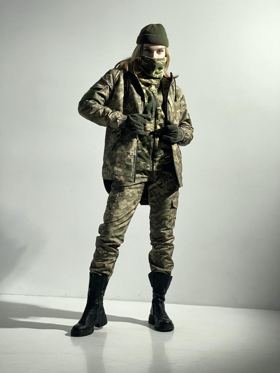 Жіночий тактичний одяг форма піксель осінь зима, Теплий армійський комплект костюм Pixel