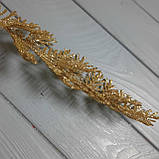 Гілка новорічна в блискітках (туя або корал) золота, фото 3