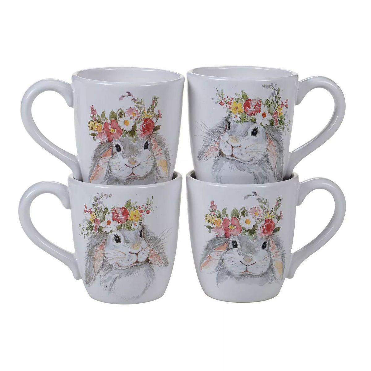 Набір чашок для чаю з кераміки з принтом "Милий кролик" Certified International, 4 шт.