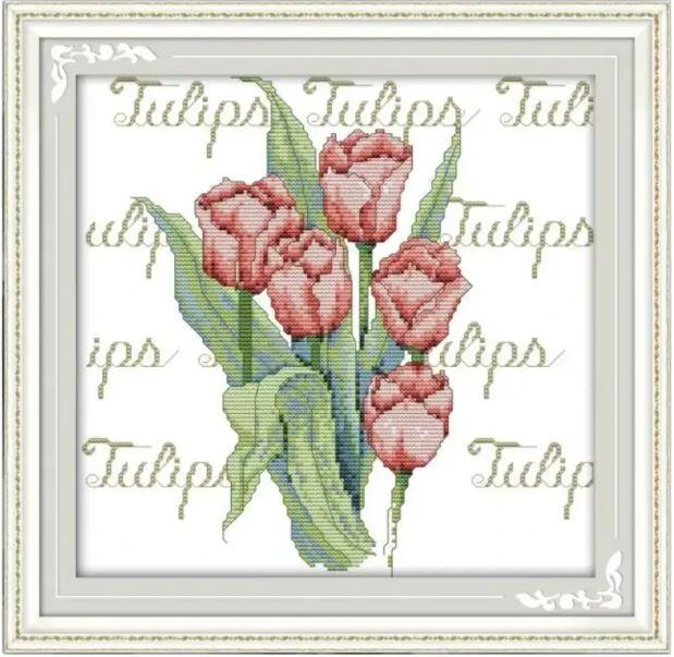 Набір для вишивання хрестиком по нанесеному на канву схемі "Tulip 5". AIDA 14CT printed 31*30 см