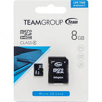 Карта памяти Team MicroSDHC 8GB+SD adapter (class 4) купити дешево в інтернет-магазині