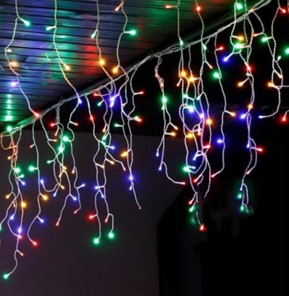 Світлодіодна гірлянда бахрома 200 LED, 5x0,5м, 8 режимів, 220В, прозорий провід, IP44