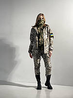 Тактический женский костюм на флисе пиксель, Теплая армейская боевая форма камуфляжная военная одежда XXL