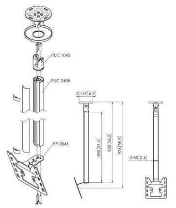 Кронштейн стельовий для телевізора Vogel's CT240822B, фото 3