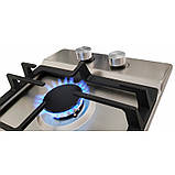 Варильна газова поверхня неіржавка сталь дві конфорки, Турбогірка, Газконтроль, Німеччина Luxor PGM SS, фото 4