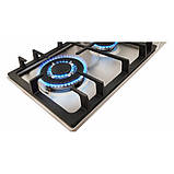 Варильна газова поверхня неіржавка сталь дві конфорки, Турбогірка, Газконтроль, Німеччина Luxor PGM SS, фото 5