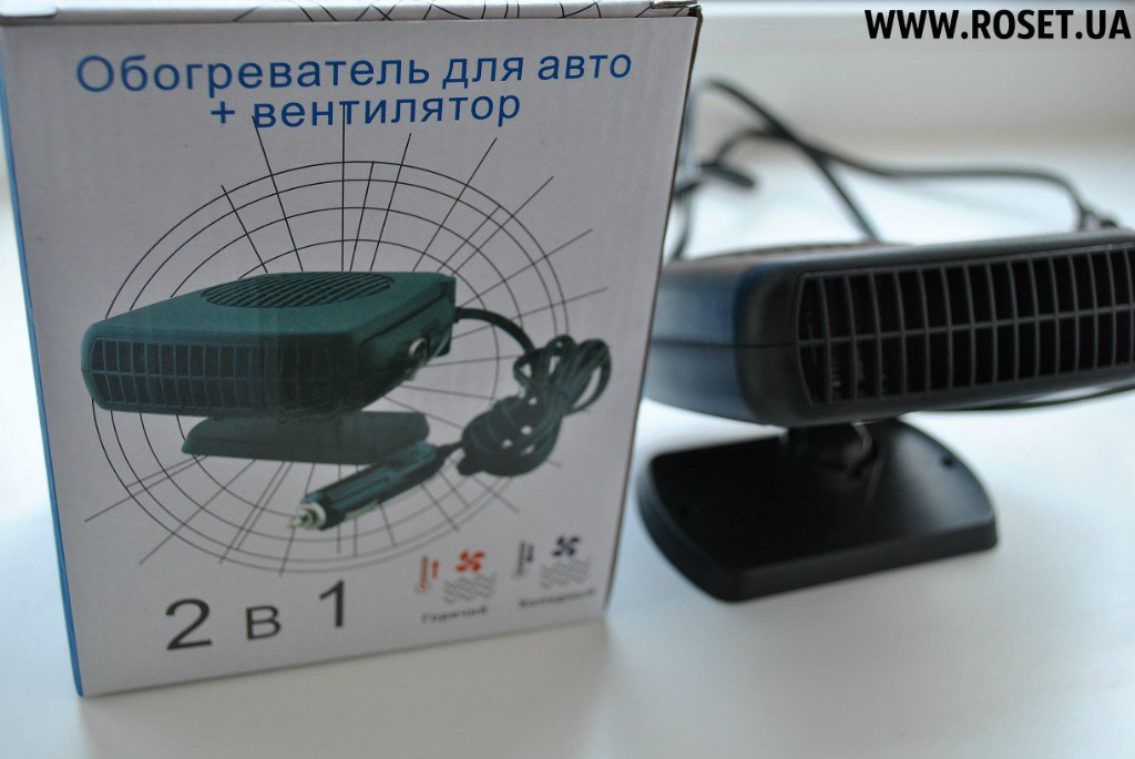 Компактний переносний обігрівач-вентилятор для автомобіля 2 в 1, фото 1