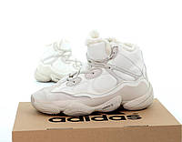 Чоловічі зимові кросівки Adidas Yeezy Boost 500 High Beige WInter Fur (бежеві) теплі кросівки 14196 Адідас