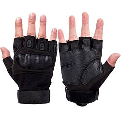 Тактичні рукавички з посиленим протектором і відкритими пальцями, Чорний 2XL / Безпалі рукавички