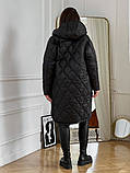 Стильна подовжена осінна жіноча молодіжна стьобана куртка з поясом (р.46-52). Арт-1462/25, фото 6