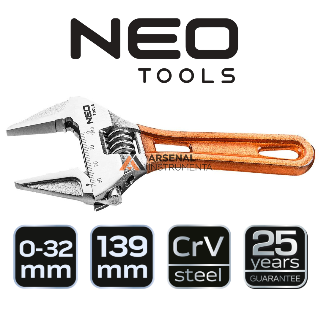 Розвідний ключ короткий 139 мм, 0-32 мм NEO 03-020