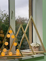 Декоративна дерев'яна ялинка ручної роботи, новорічний декор, Форма трикутника висотою 80см.