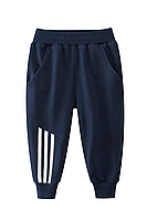 Детские спортивные штаны 3 полосы темно-синие р.130