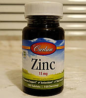 Вітаміни Carlson Zinc 15 mg 100 таблеток карлсон цинк глюконат кальцій
