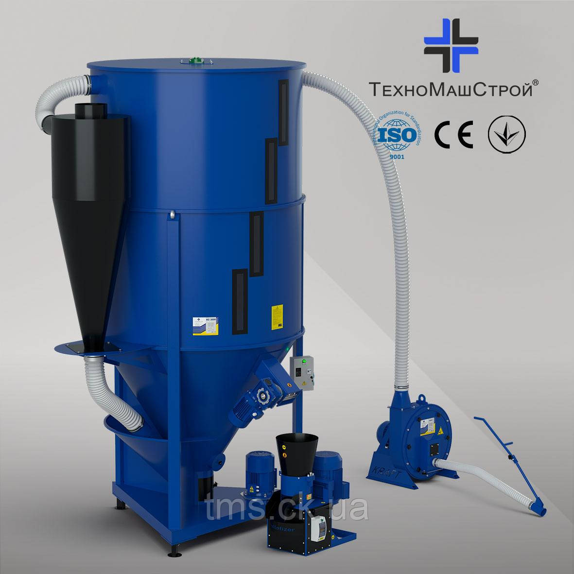 Лінія гранулювання BRIKO-4000 (зернодробарка Kraft -22 + кормозмішувач КС -4000 + гранулятор ОГП - 200)
