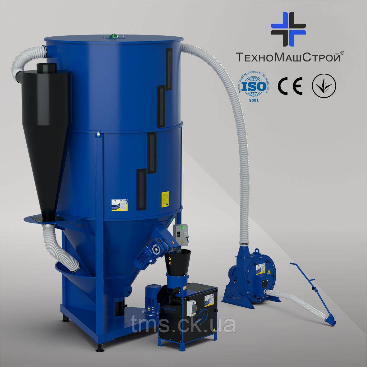 Лінія гранулювання BRIKO-3000 (зернодробілка Kraft-22 + кормозмішувач КС -3000 + гранулятор ГКМ - 200)