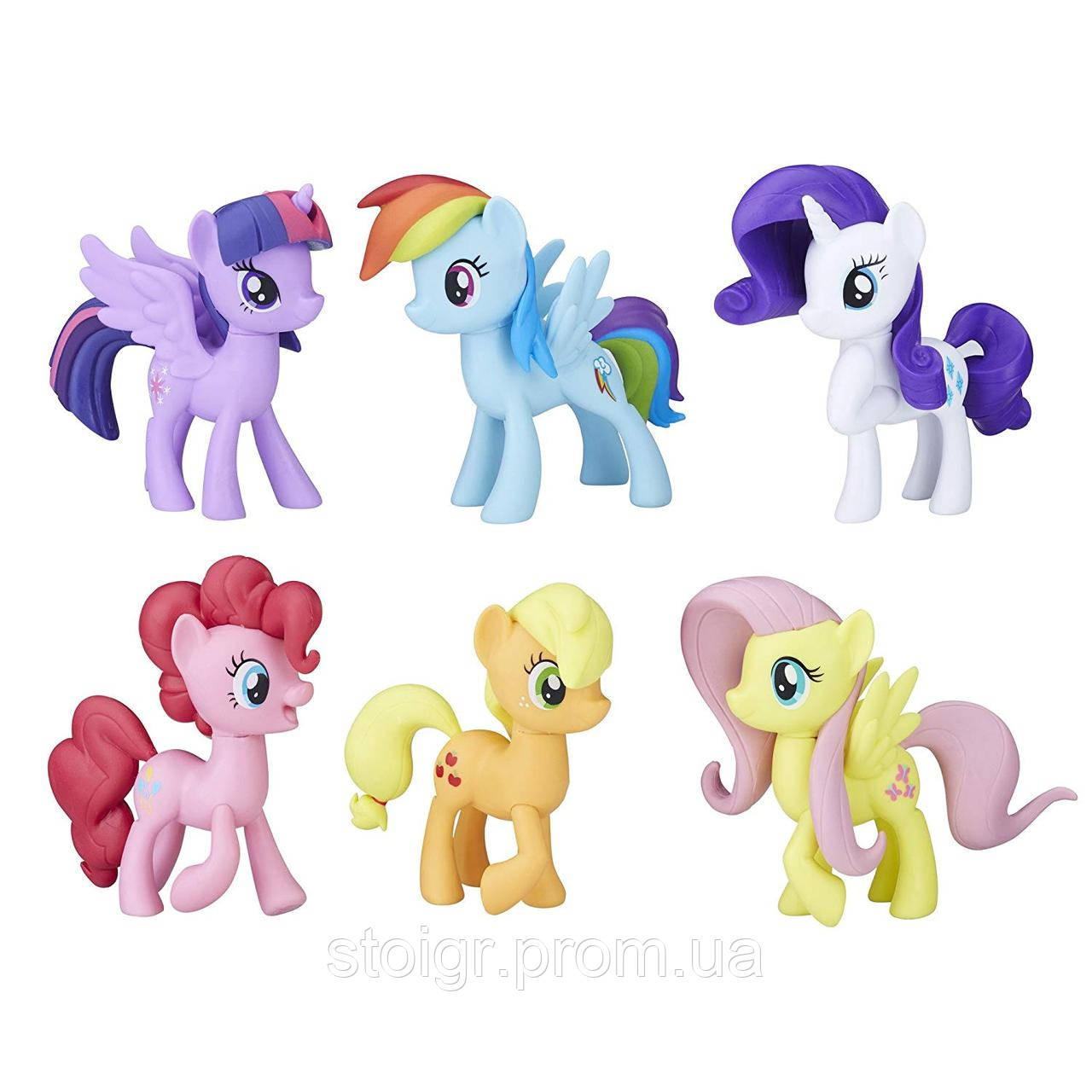Май літл поні набір фігурок 6 штук Раріті Флатершай Епл джек Рейнбоу деш My Little Pony Meet The Mane Ponies