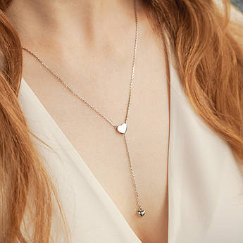 Срібне кольє з сердечком протяжка на тонкому ланцюжку без каміння