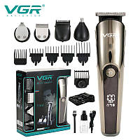 Беспроводная аккумуляторная машинка для стрижки волос VGR V-107 триммер для бороды и усов с насадками