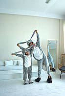 Кигуруми Зайка серый для взрослых , тёплая сплошная пижама для взрослых