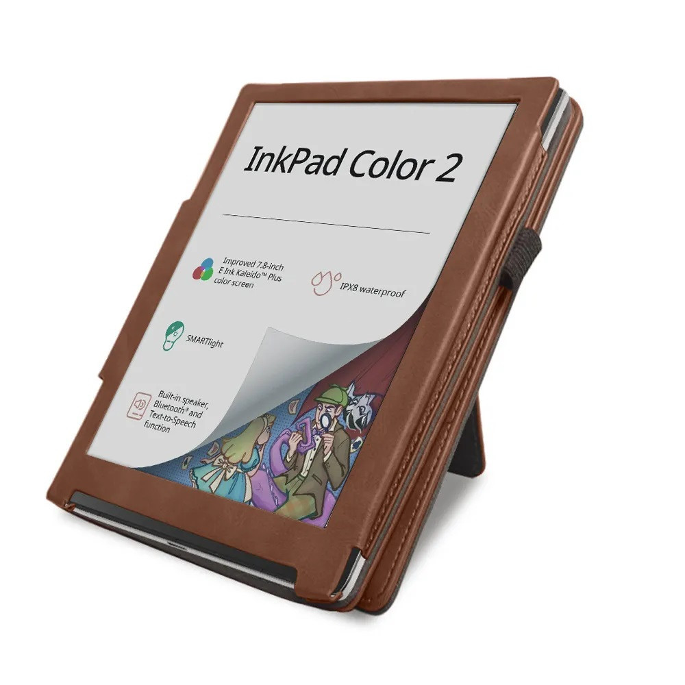 обложка для Покетбук Инк Пад Колор 2 743С коричнева обложка на покетбук 743С коричнева - закрытая