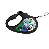 Поводок-рулетка для собак WAUDOG R-leash, рисунок "Джокер Зеленый", L, до 50 кг, 5 м, светоотражающая лента
