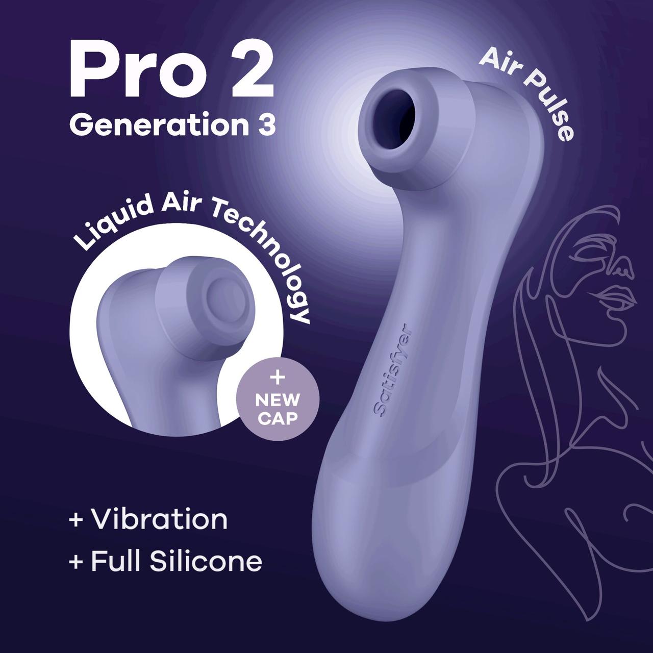 Вакуумний кліторальний стимулятор з вібрацією Satisfyer Pro 2 Generation 3 with Liquid Air Lilac