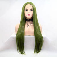 Красива жіноча перука з термоволокна, пряма довга, зелена