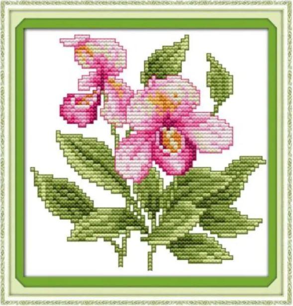 Набір для вишивання хрестиком по нанесеному на канву схемі "The flower of happihess (8)". AIDA 14CT printed 17*17 см