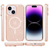 Чохол TPU Galaxy Sparkle (MagFit) для Apple iPhone 15 Plus (6.7") Gold+Glitter, фото 3