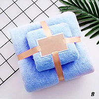 Полотенце для ванной 2 шт комплект Голубой, Набор полотенец из микрофибры гипоаллергенные 70*135/35*75 см